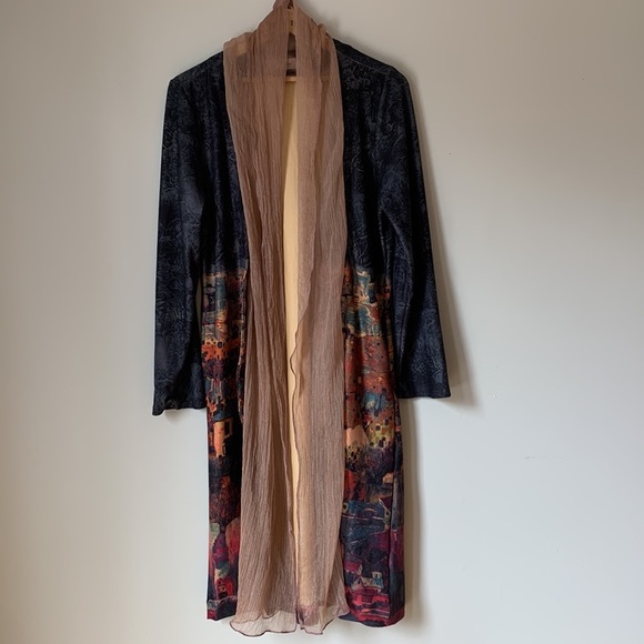 LONGLINE Jacket City Scape Simply Couture Women’s Long Sleeve Size Small - Picture 14 of 15